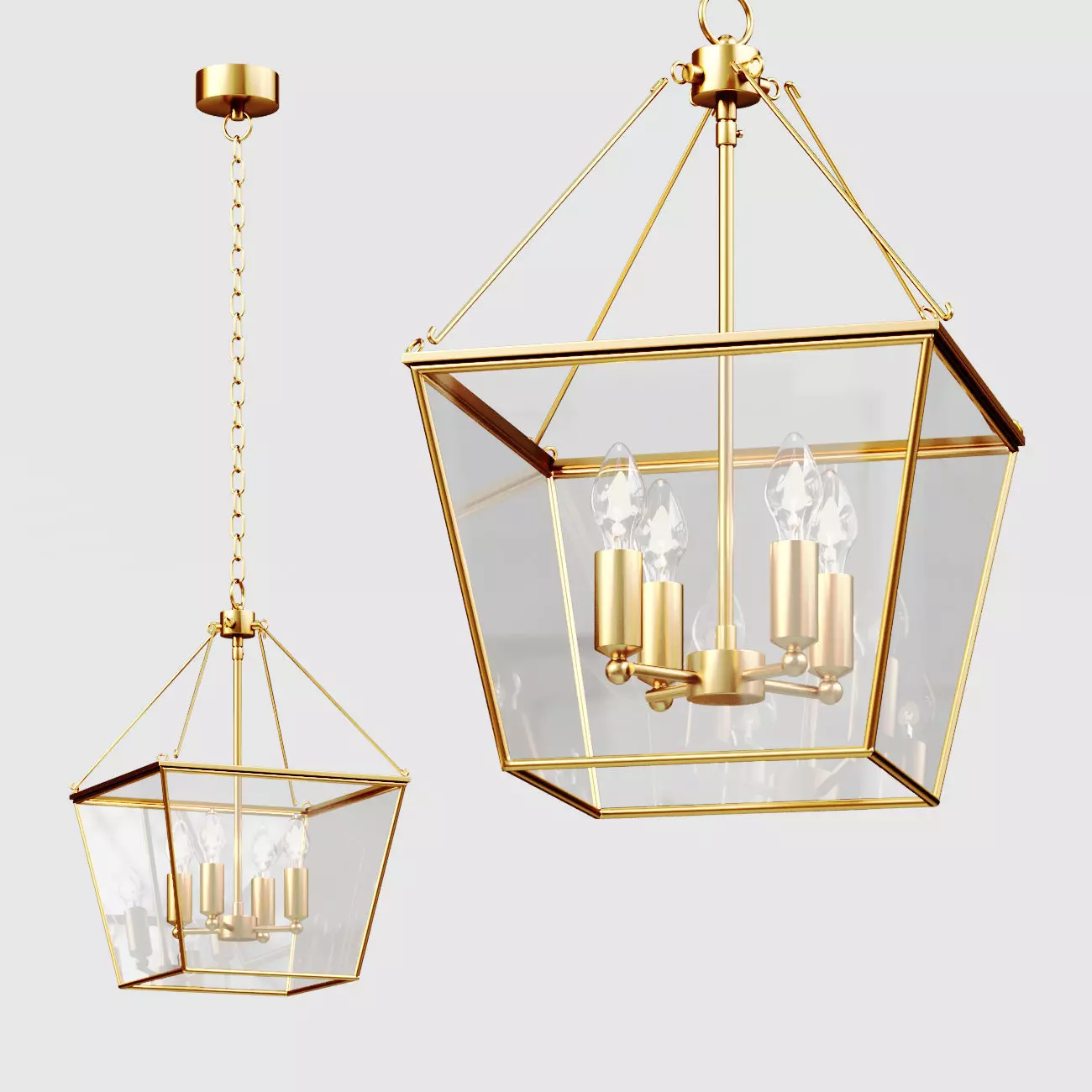 Modern copper pendant chandelier C6136-4 3D model