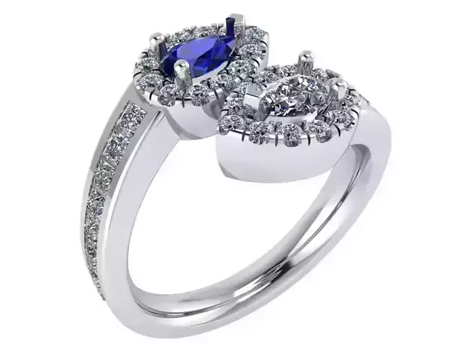 Spiral Pear Halo Ring 2681