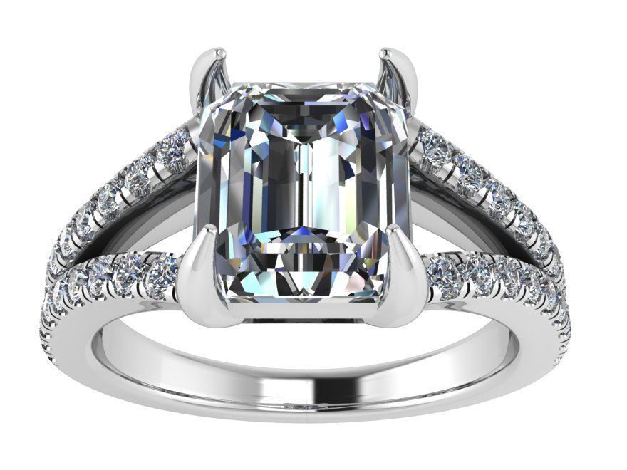 Emerald Split Shank Ring 2682 3D print model_2