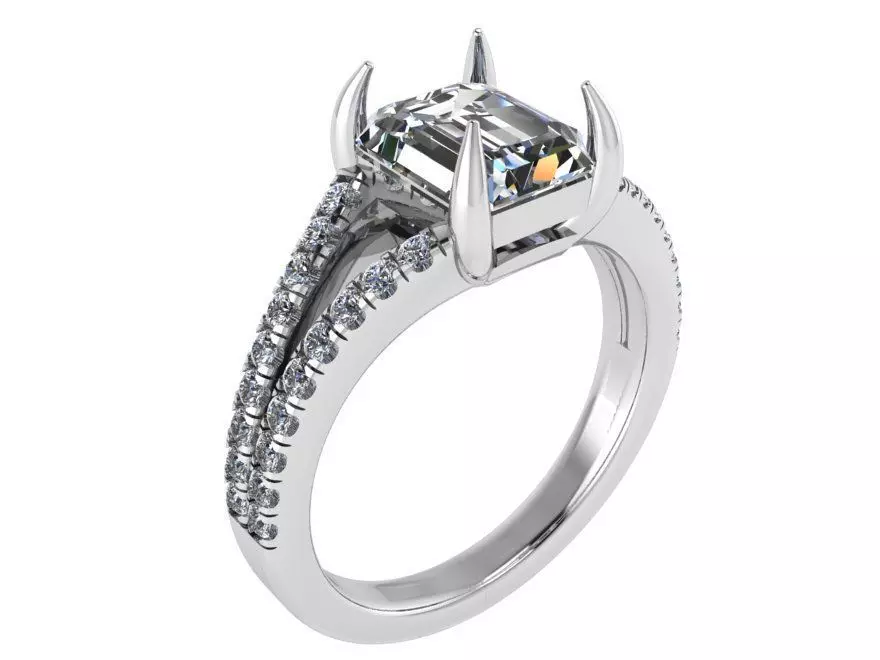 Emerald Split Shank Ring 2682 3D print model_0