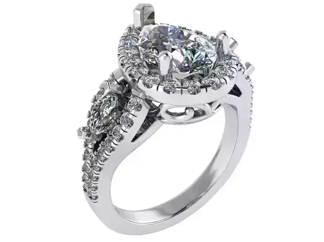 Pear Halo Ring 2683