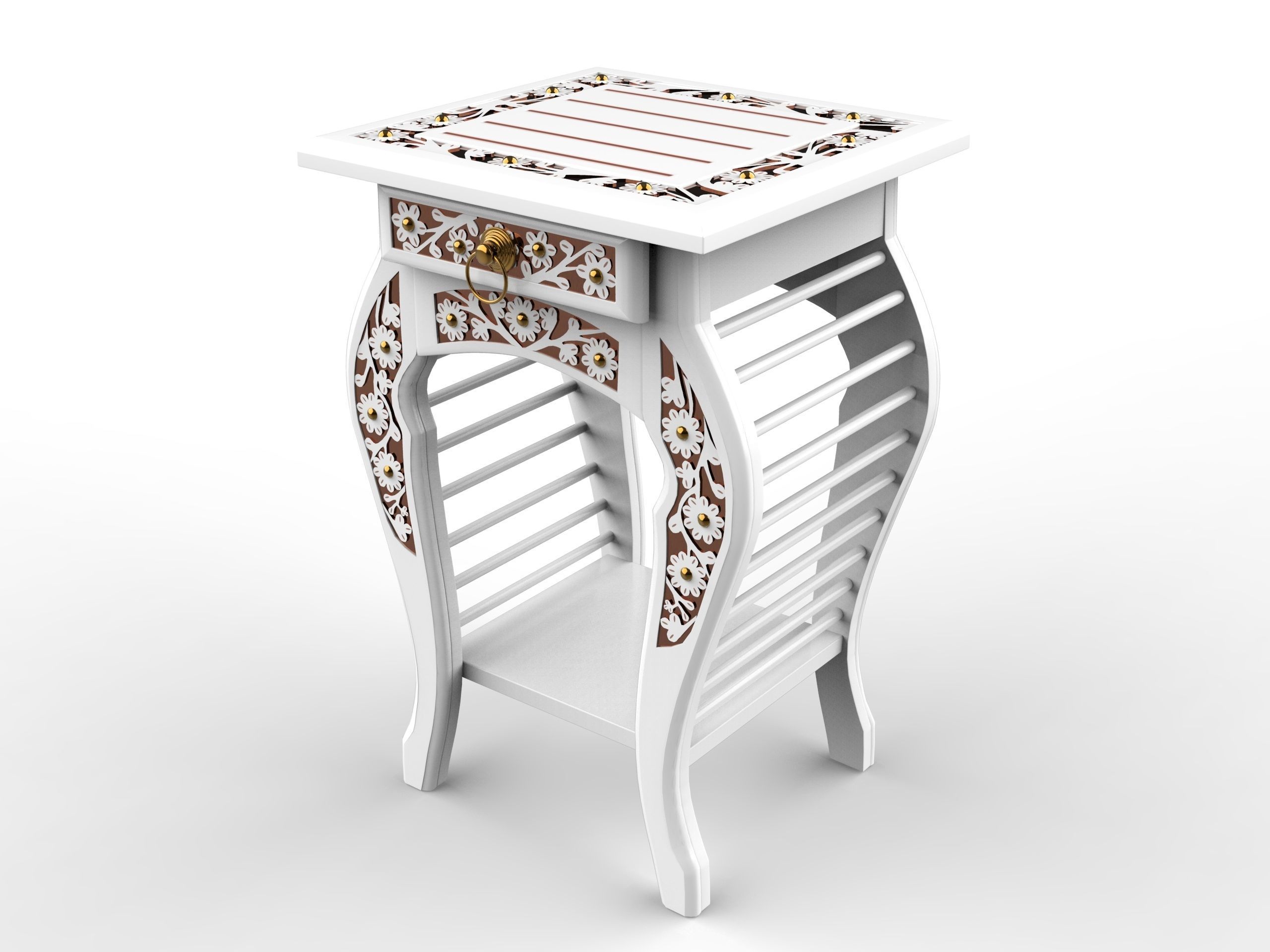 Side bed Table Low-poly 3D model_1