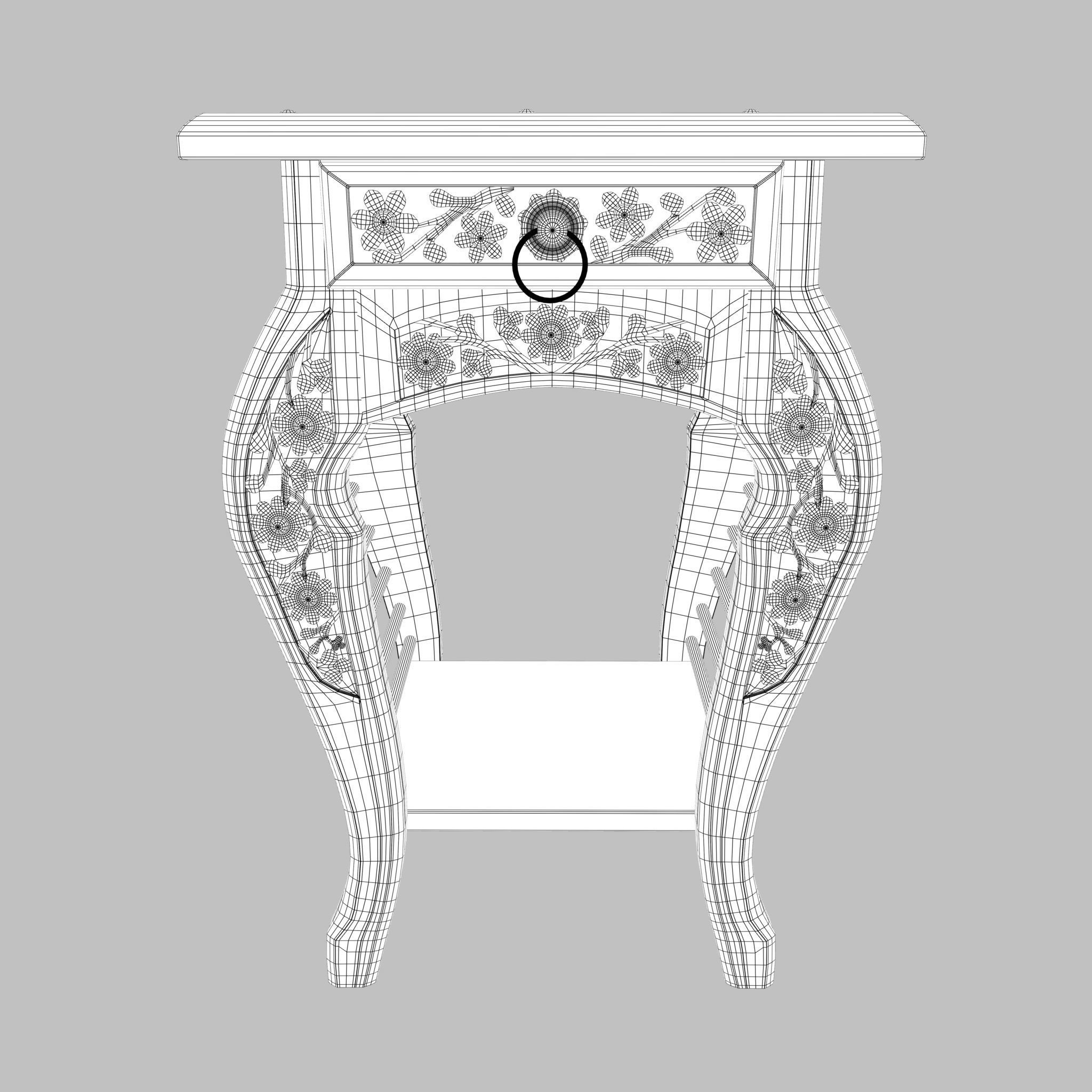 Side bed Table Low-poly 3D model_7