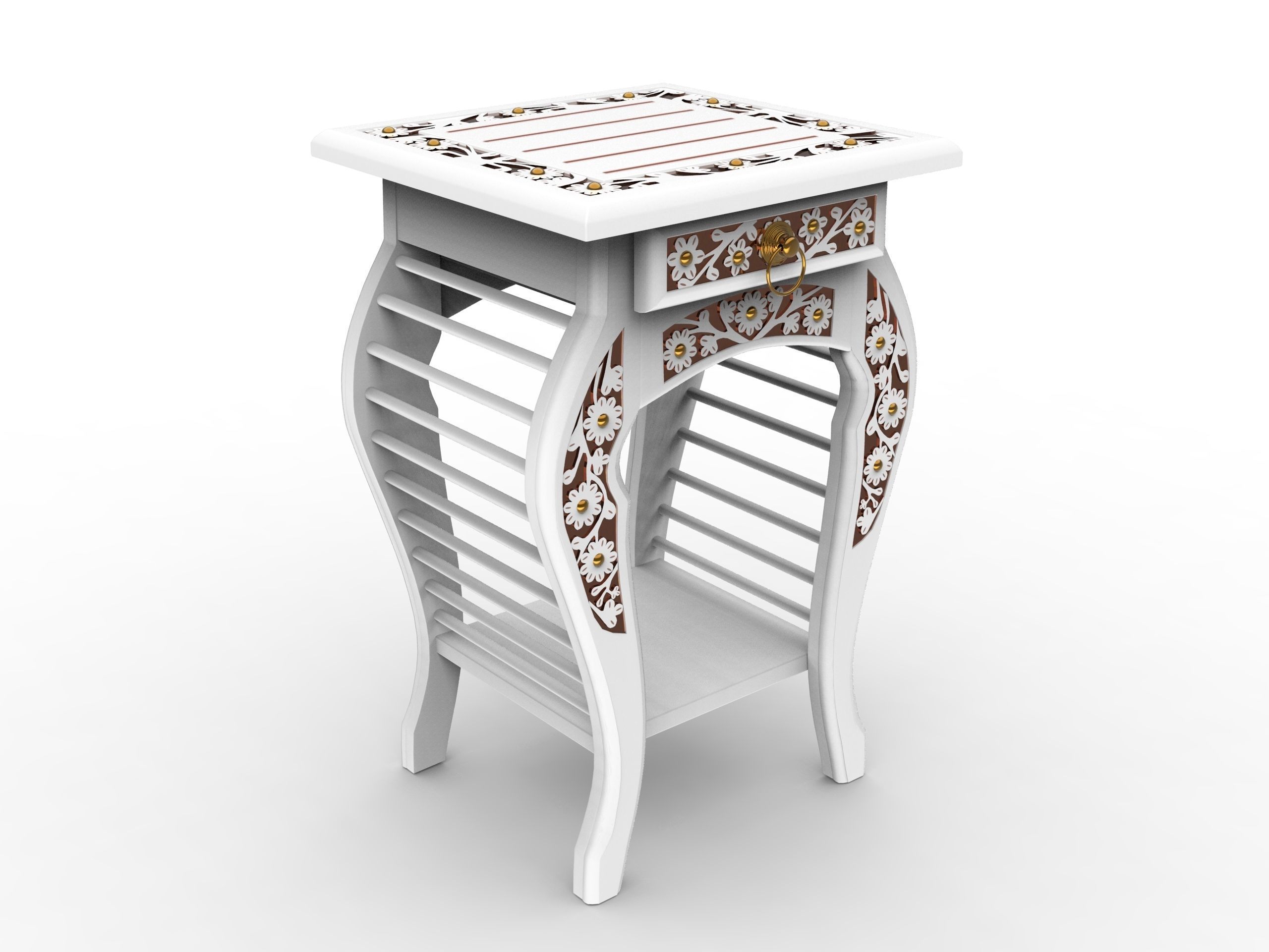 Side bed Table Low-poly 3D model_4