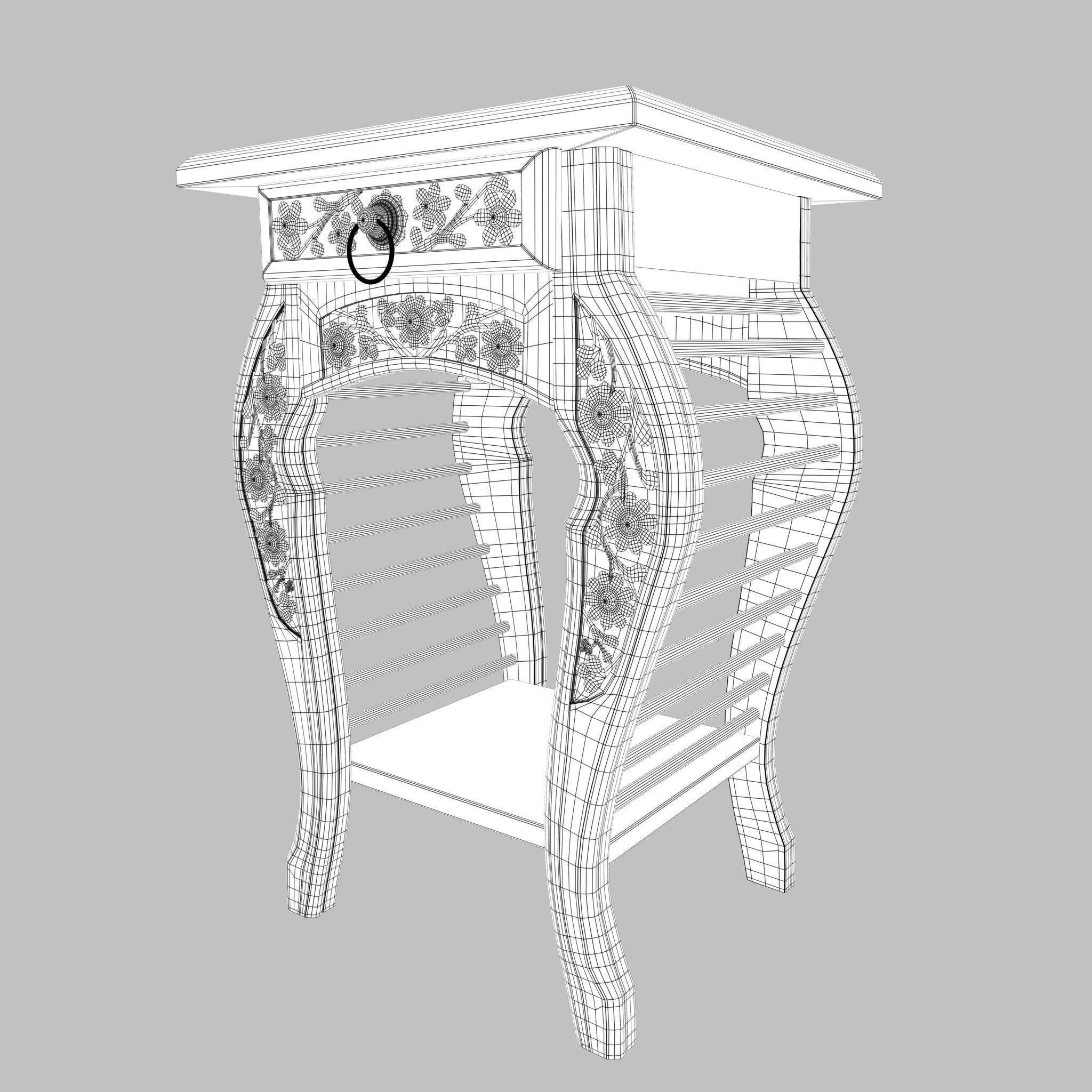 Side bed Table Low-poly 3D model_10