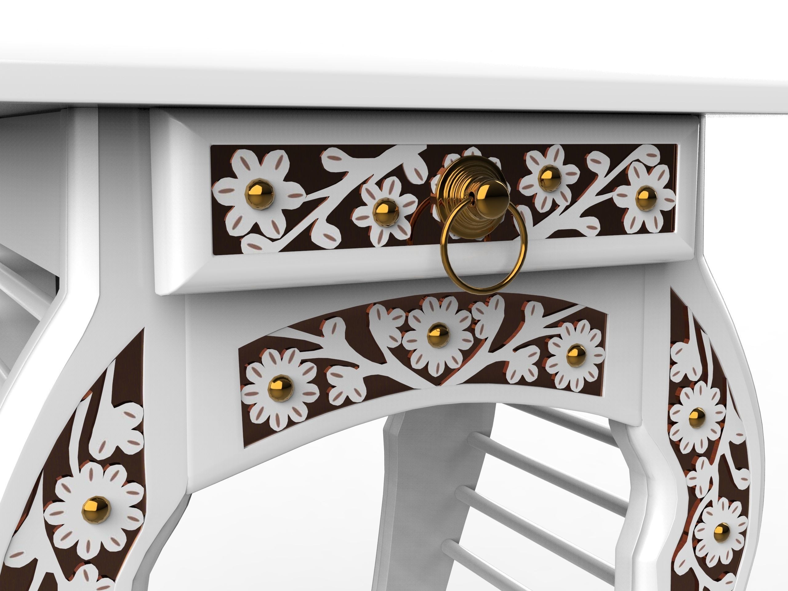 Side bed Table Low-poly 3D model_2