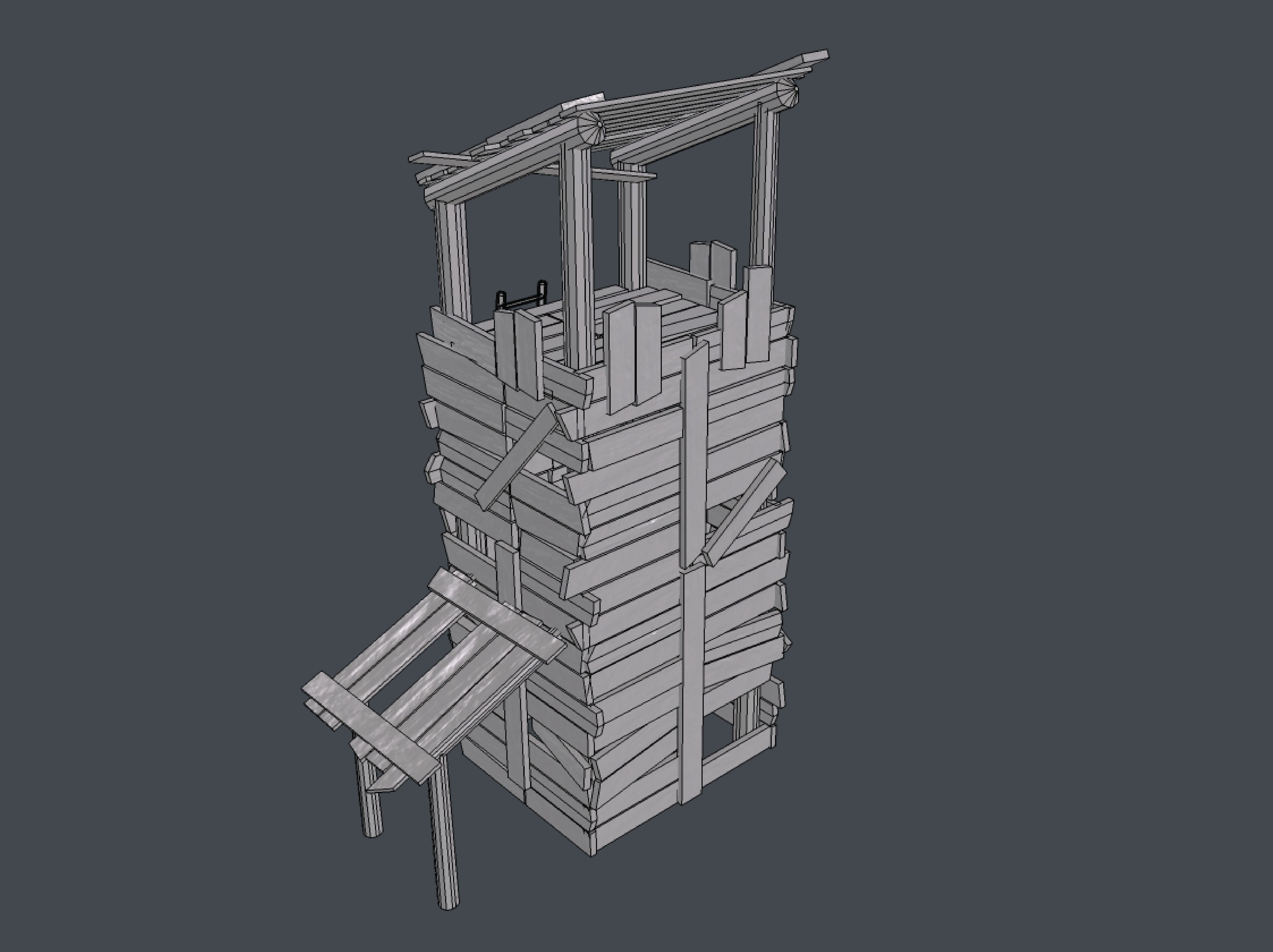 Medieval Watch Tower Low-poly 3D model_4