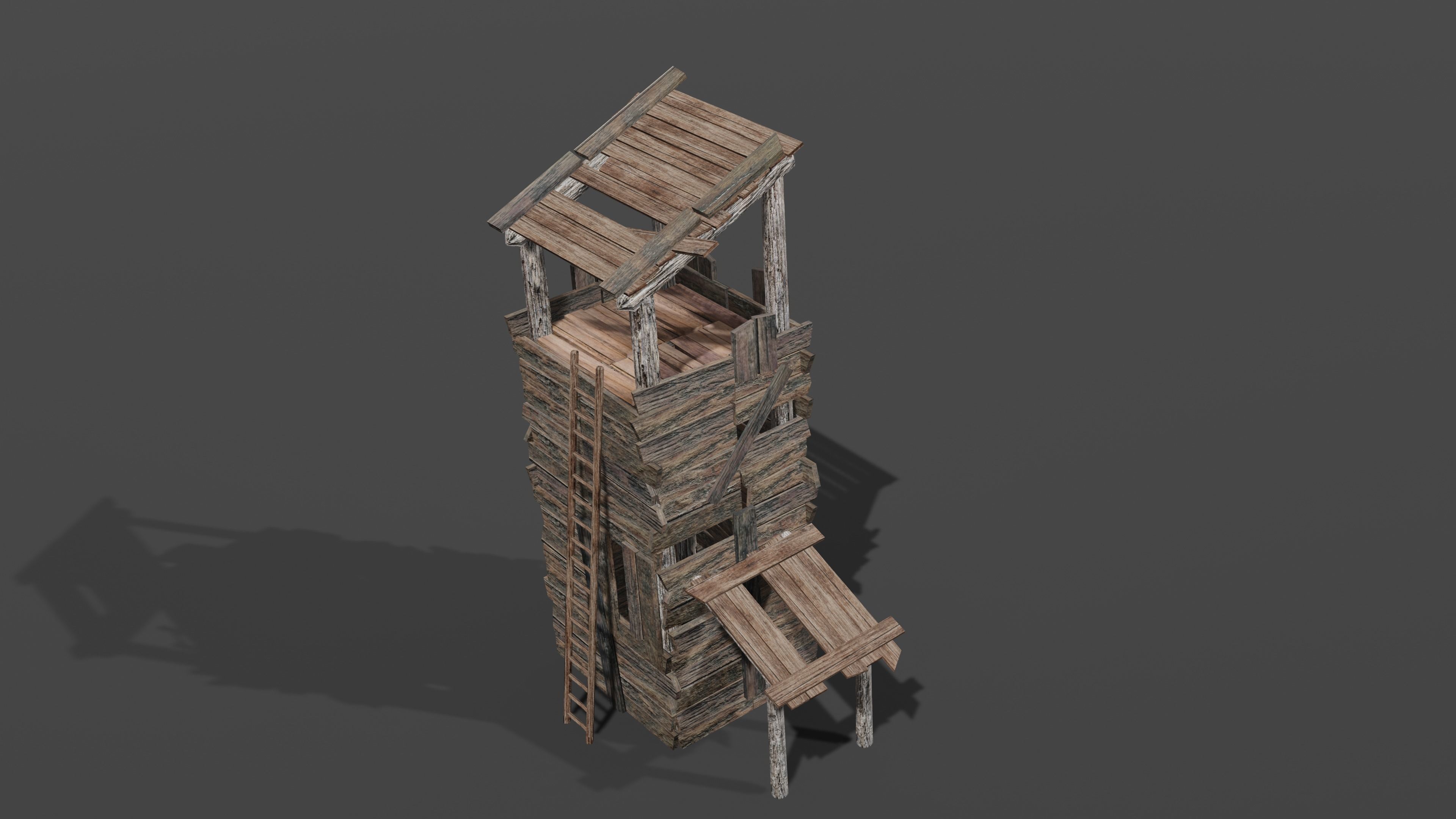 Medieval Watch Tower Low-poly 3D model_3