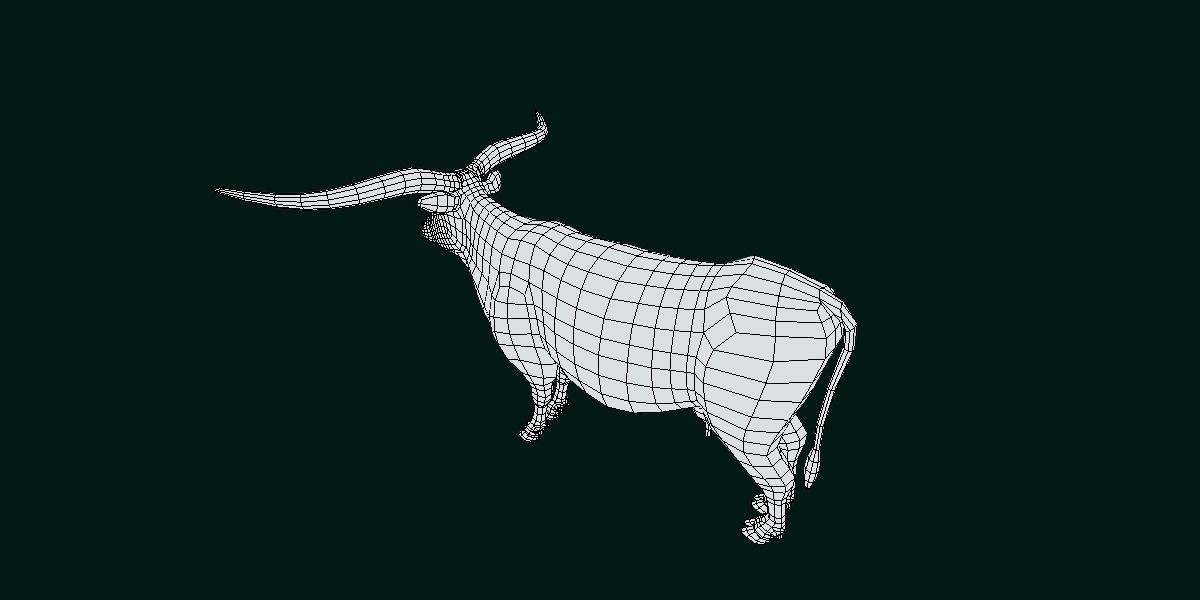 Texas Longhorn Beef Cattle Low-poly 3D model_12