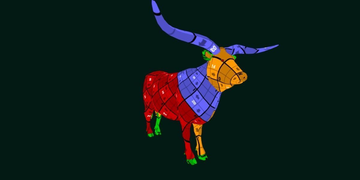 Texas Longhorn Beef Cattle Low-poly 3D model_15