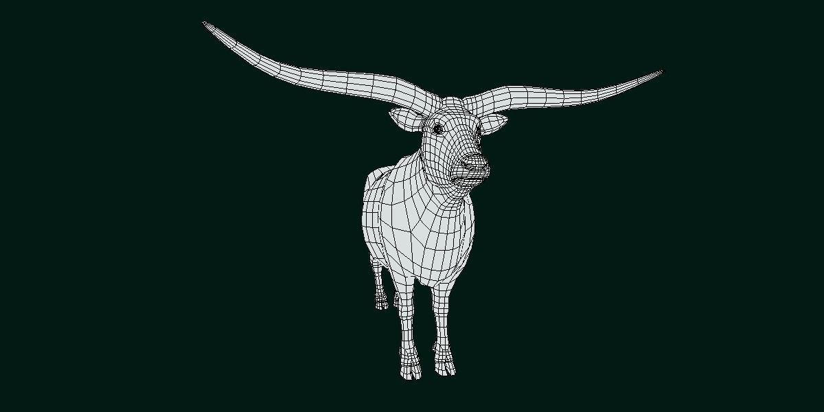 Texas Longhorn Beef Cattle Low-poly 3D model_10