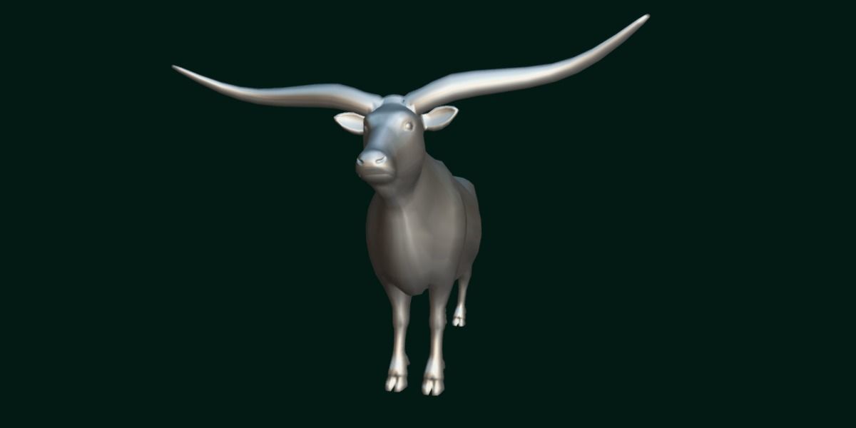 Texas Longhorn Beef Cattle Low-poly 3D model_7