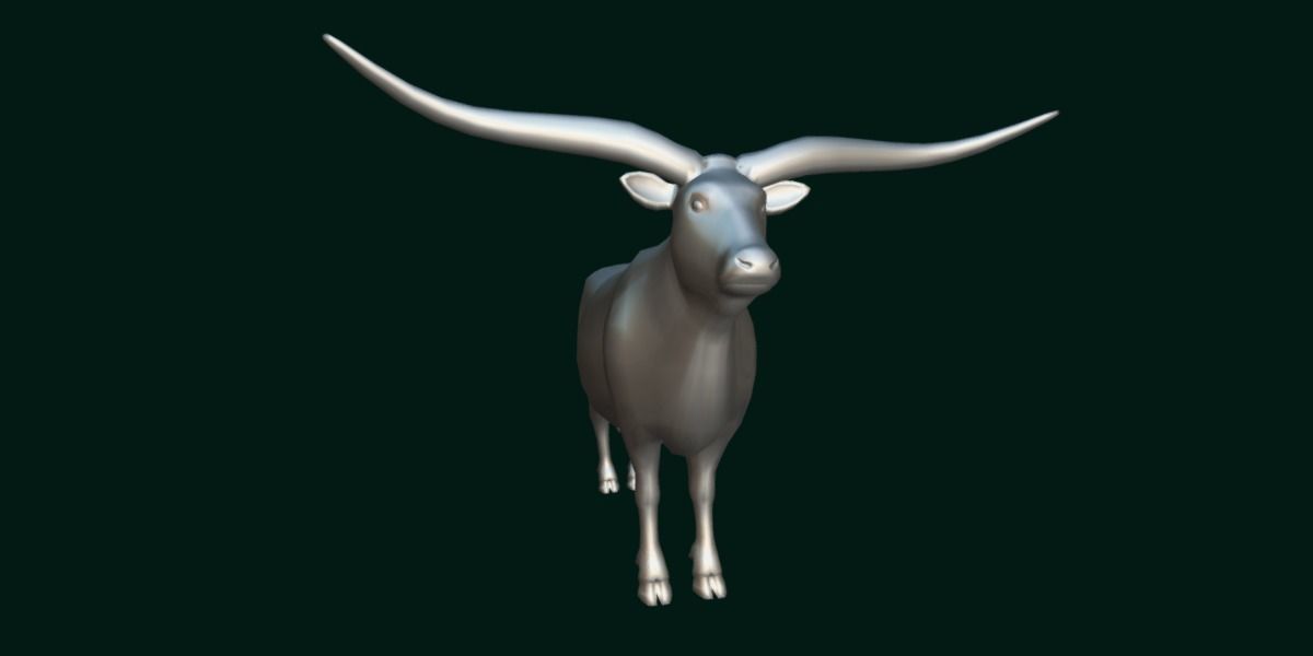 Texas Longhorn Beef Cattle Low-poly 3D model_9