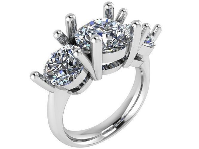 3 Stone Basket Ring 2694 3D print model