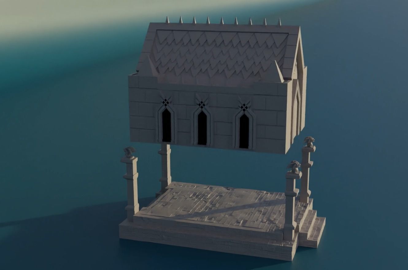 MAUSOLEUM WITH MOVABLE ROOF FOR ROLE-PLAYING GAMES 3D print model_2