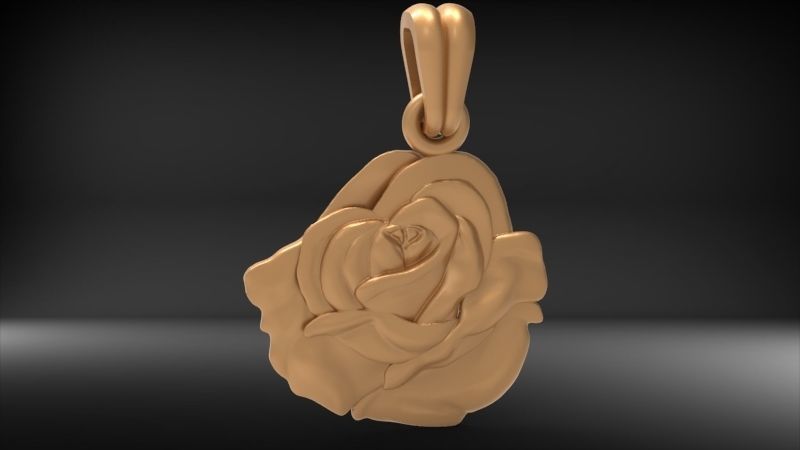 Rose Flower Necklace Rose Pendant Necklaces Jewelry Gifts  Girls 3D print model_5