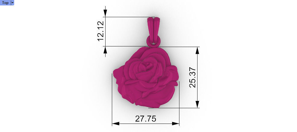 Rose Flower Necklace Rose Pendant Necklaces Jewelry Gifts  Girls 3D print model_8