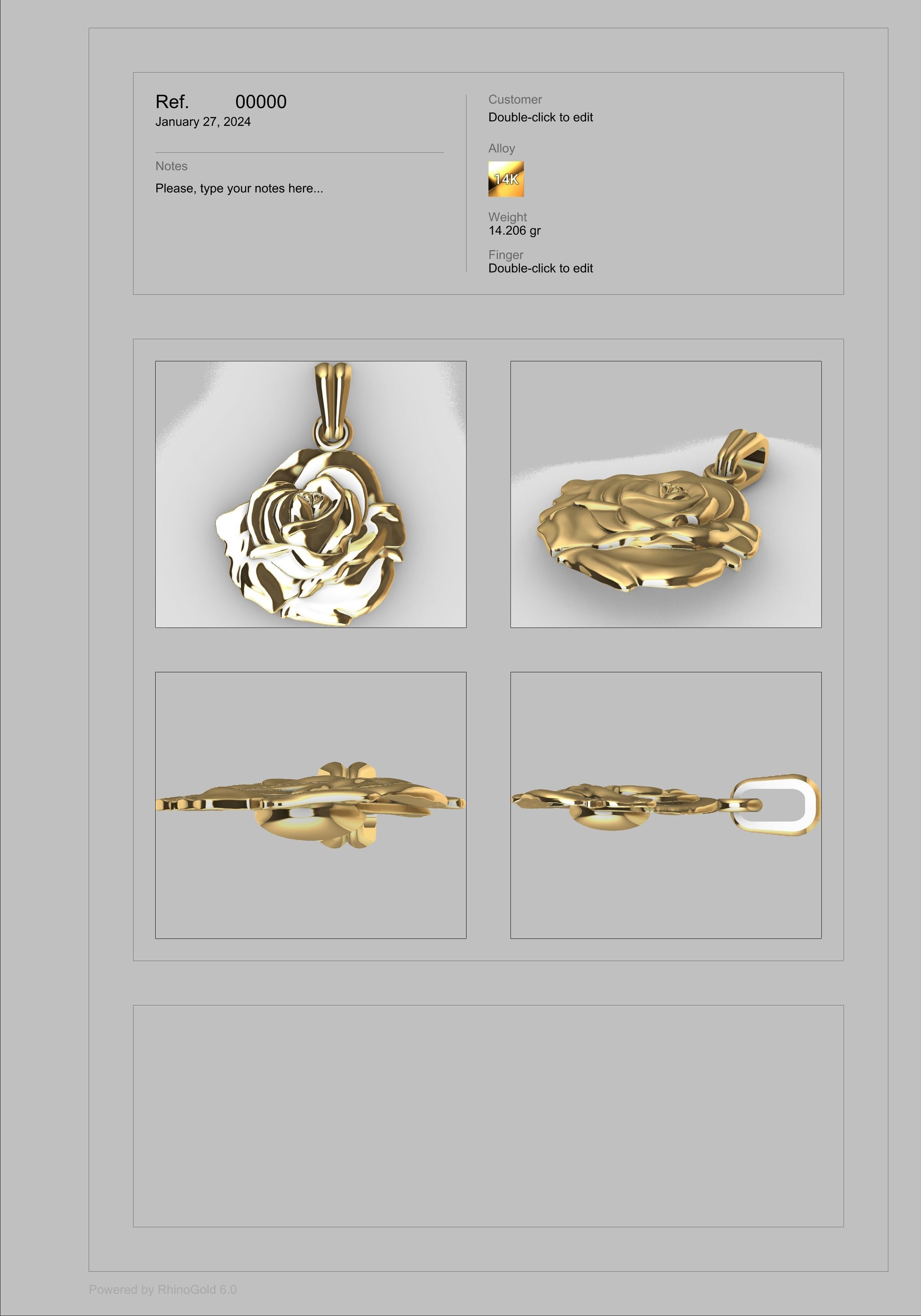 Rose Flower Necklace Rose Pendant Necklaces Jewelry Gifts  Girls 3D print model_6