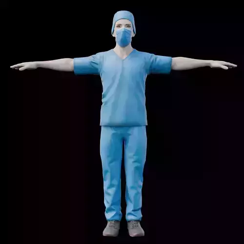 Nurse Male Character Low Poly Full Rigged Low-poly 3D model