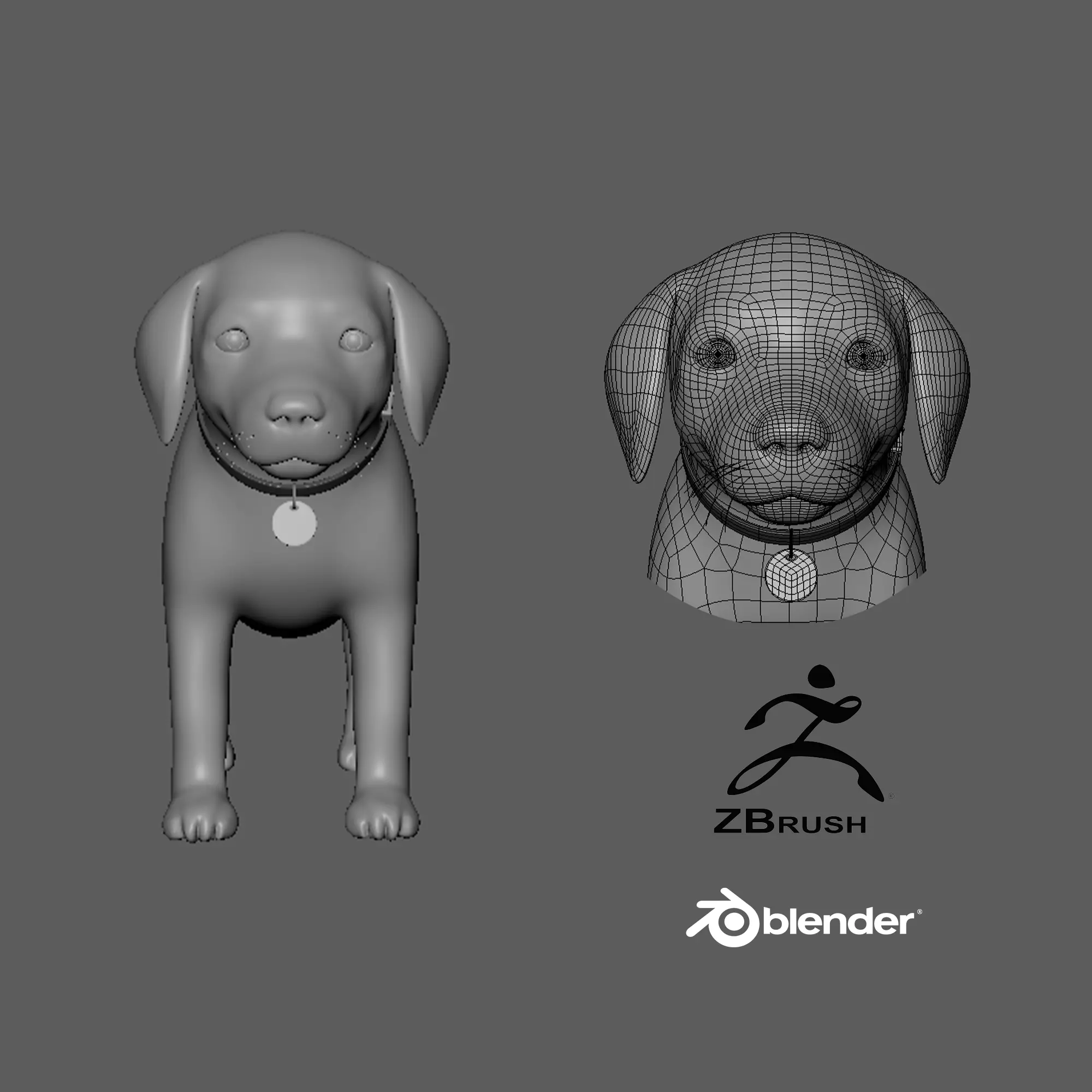 Cartoon Dog- base mesh Low-poly 3D model