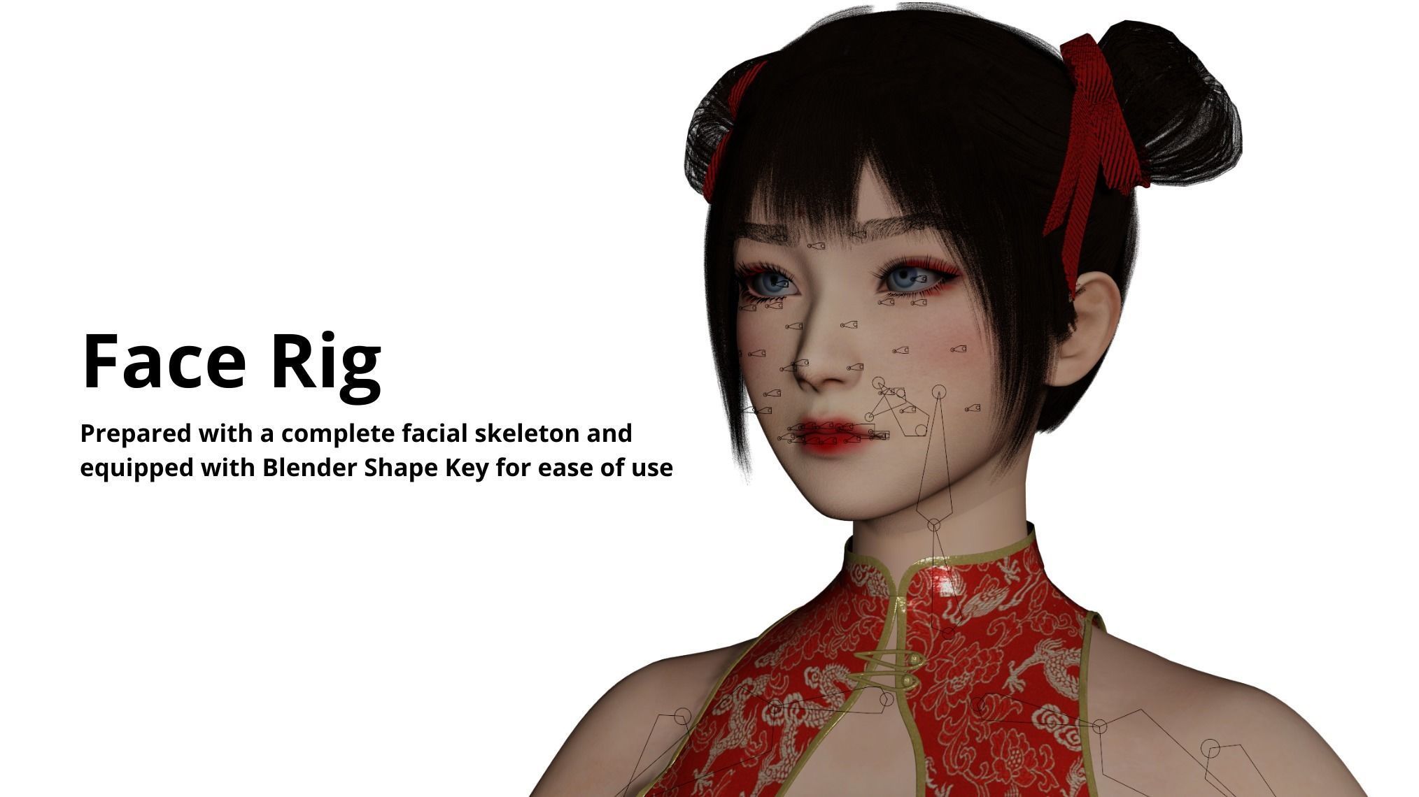 Girl in Qipao Dress - GameReady Low-poly 3D model_9