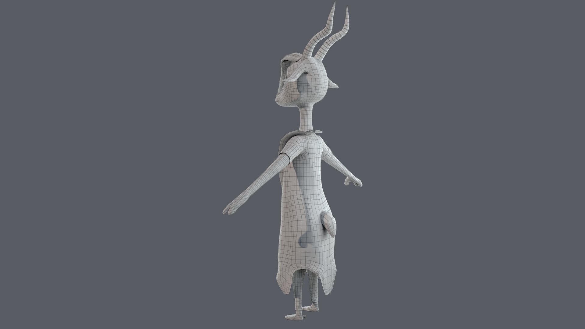 Cartoon Deer- base mesh Low-poly 3D model_18