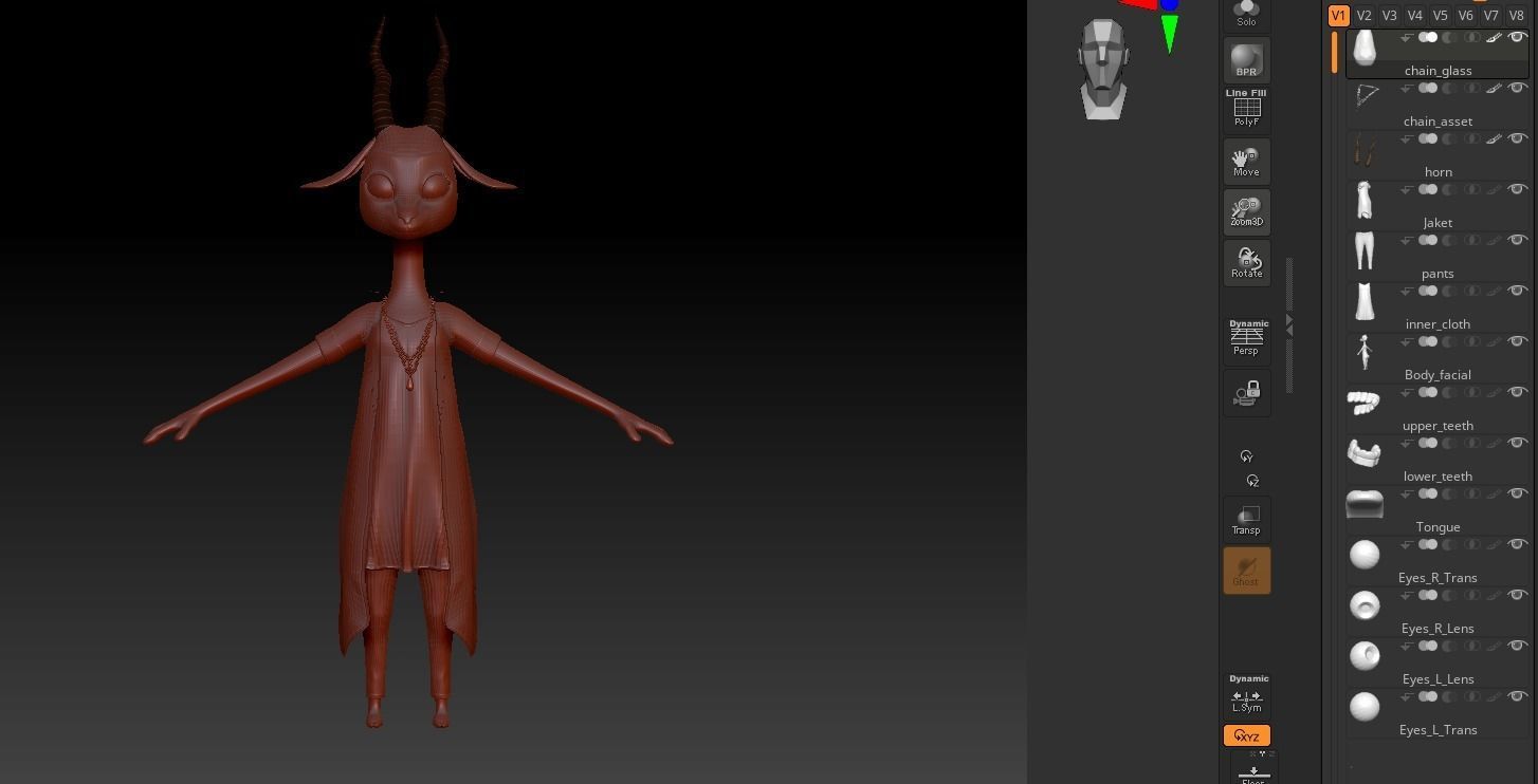 Cartoon Deer- base mesh Low-poly 3D model_15