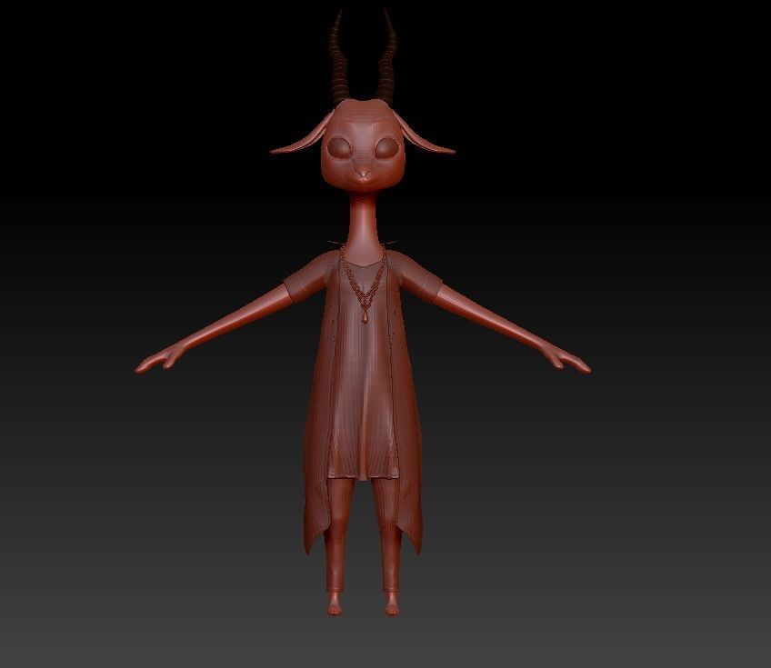 Cartoon Deer- base mesh Low-poly 3D model_13