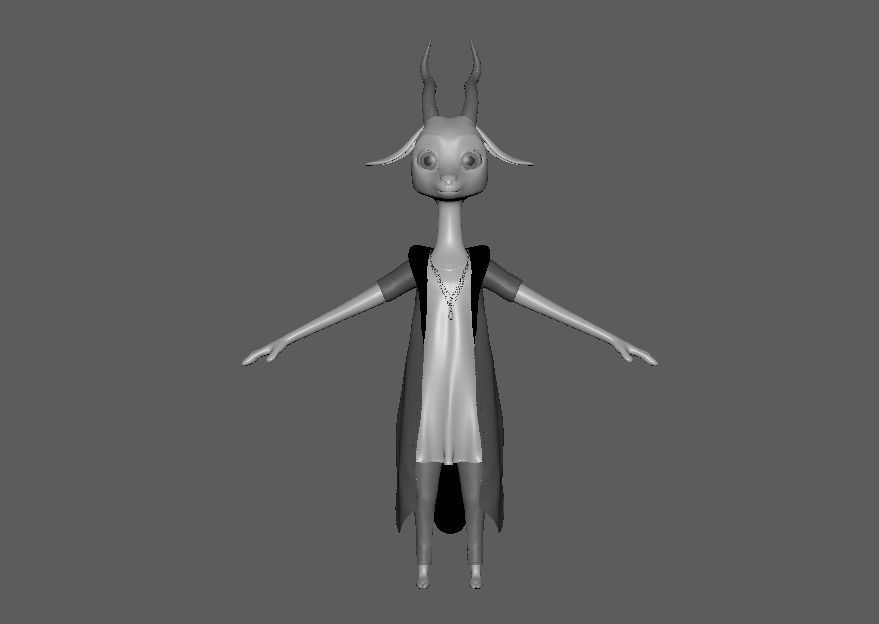 Cartoon Deer- base mesh Low-poly 3D model_3
