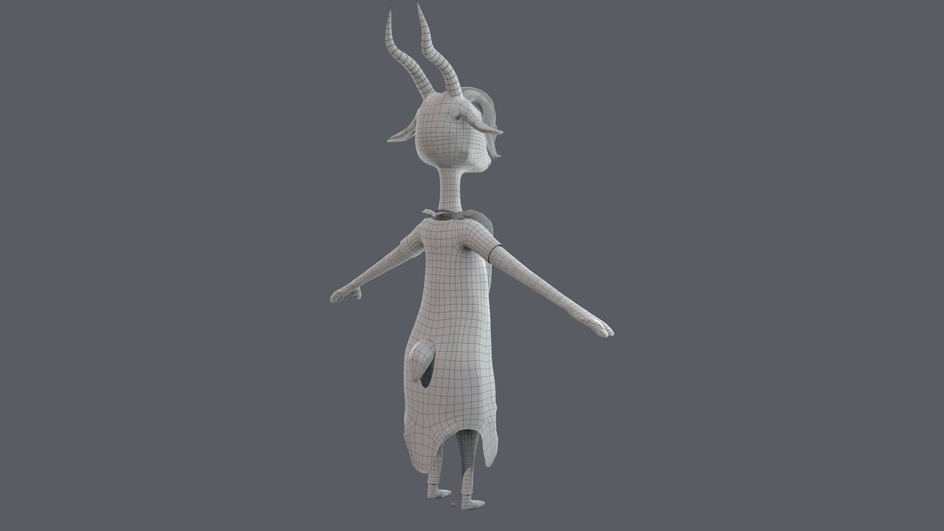 Cartoon Deer- base mesh Low-poly 3D model_16