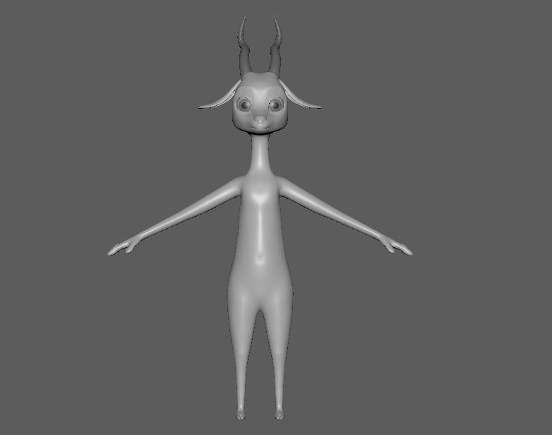 Cartoon Deer- base mesh Low-poly 3D model_9