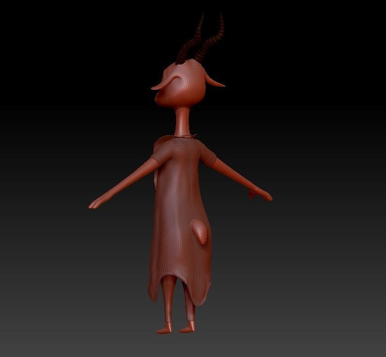 Cartoon Deer- base mesh Low-poly 3D model_14