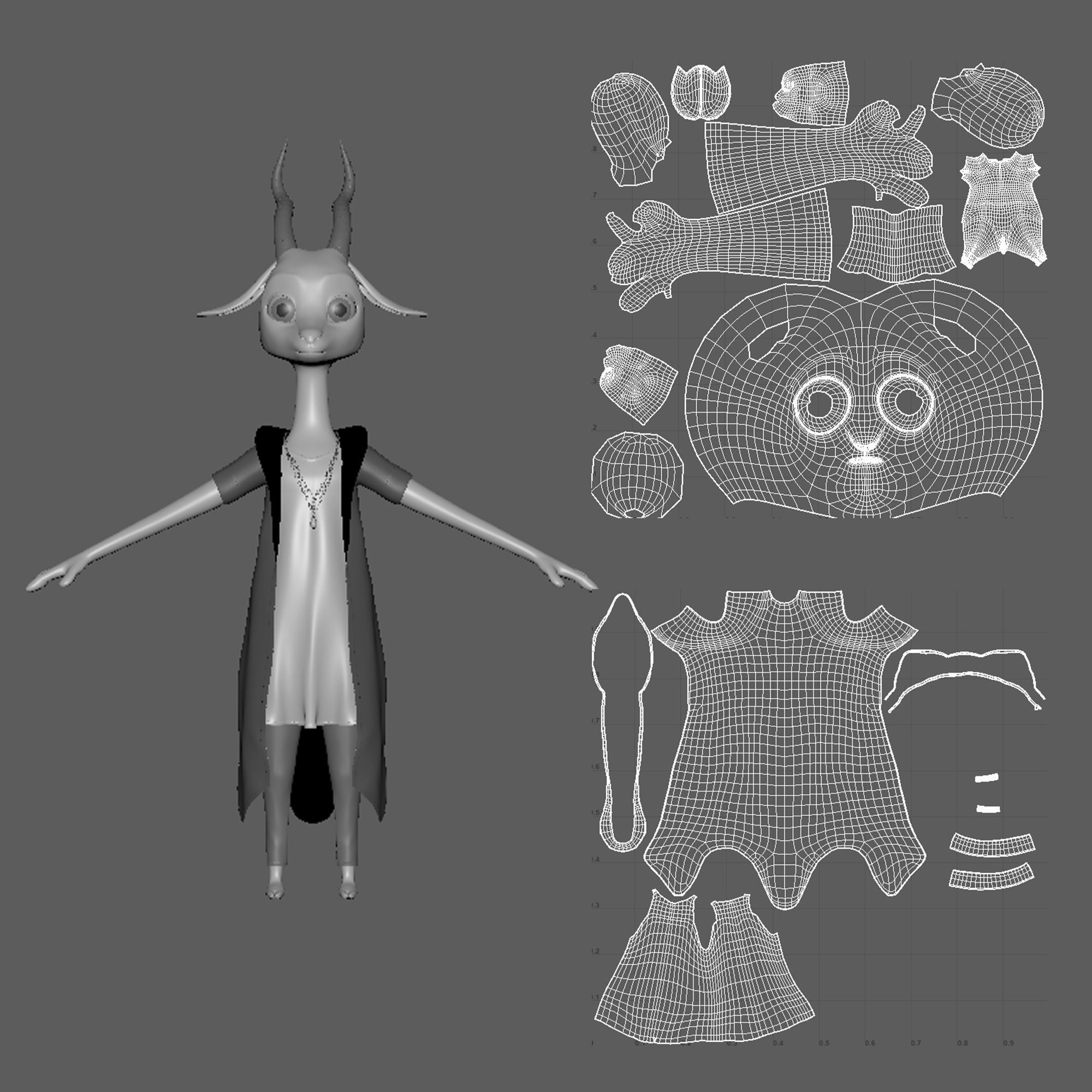 Cartoon Deer- base mesh Low-poly 3D model_2
