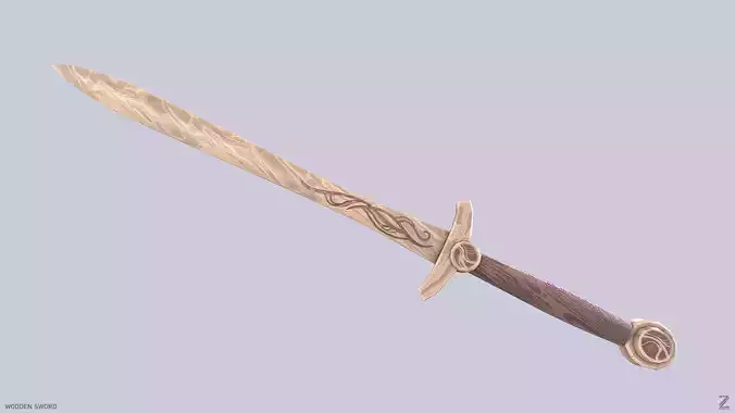 Wooden sword Low-poly 3D model