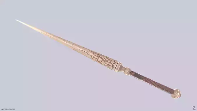 Wooden sword Low-poly 3D model
