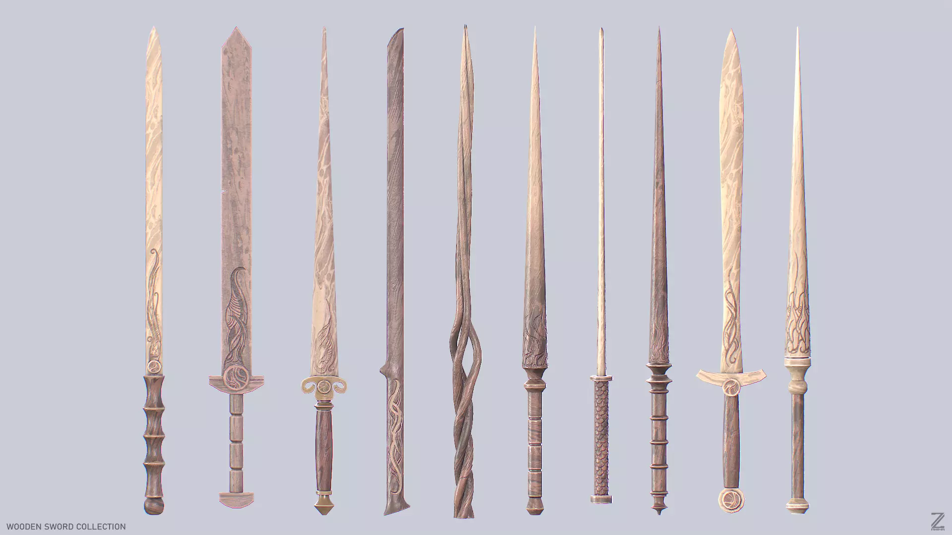 Wooden sword collecition 3D Model Collection_0