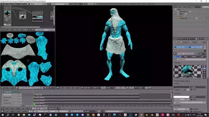 ICE GIANT - Game-ready Creature - Textured Rigged Animated