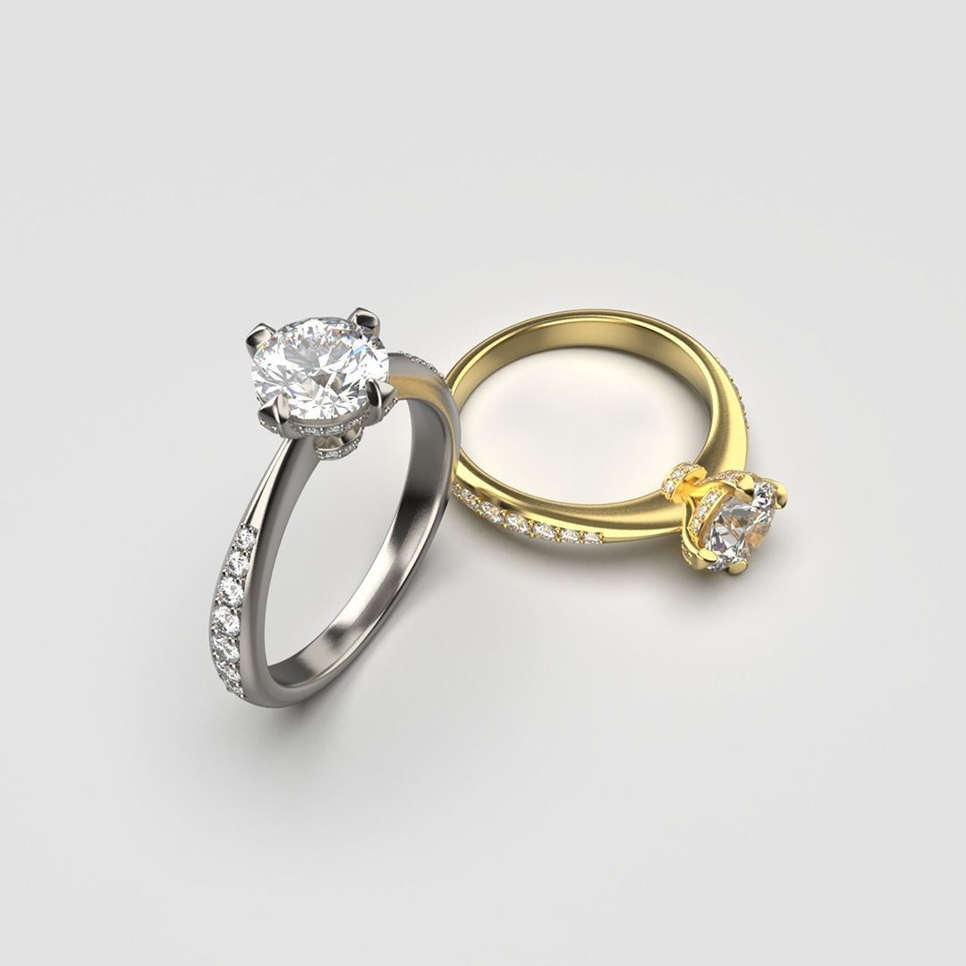 Round Cut Solitaire Ring 3D print model_3