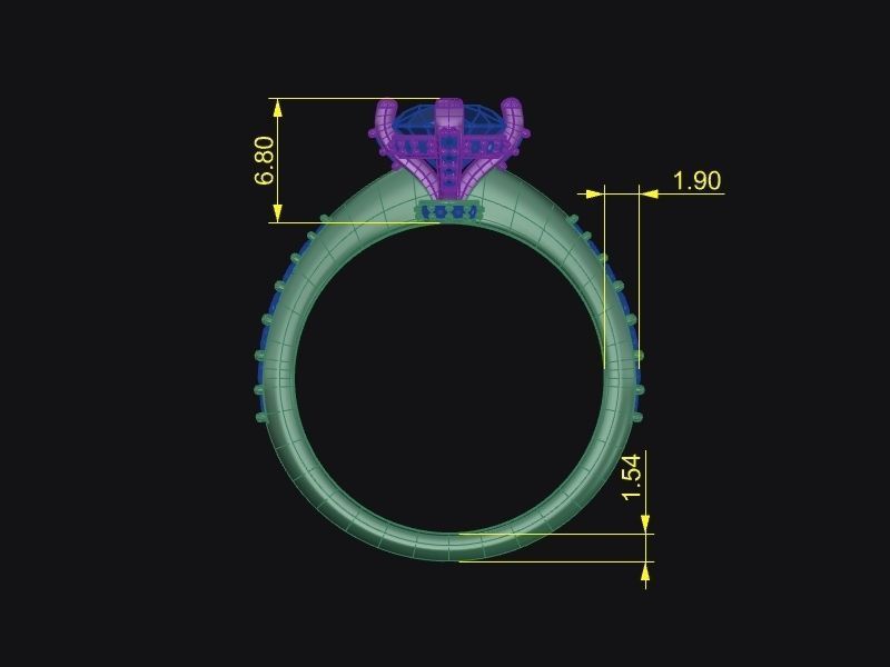 Round Cut Solitaire Ring 3D print model_9