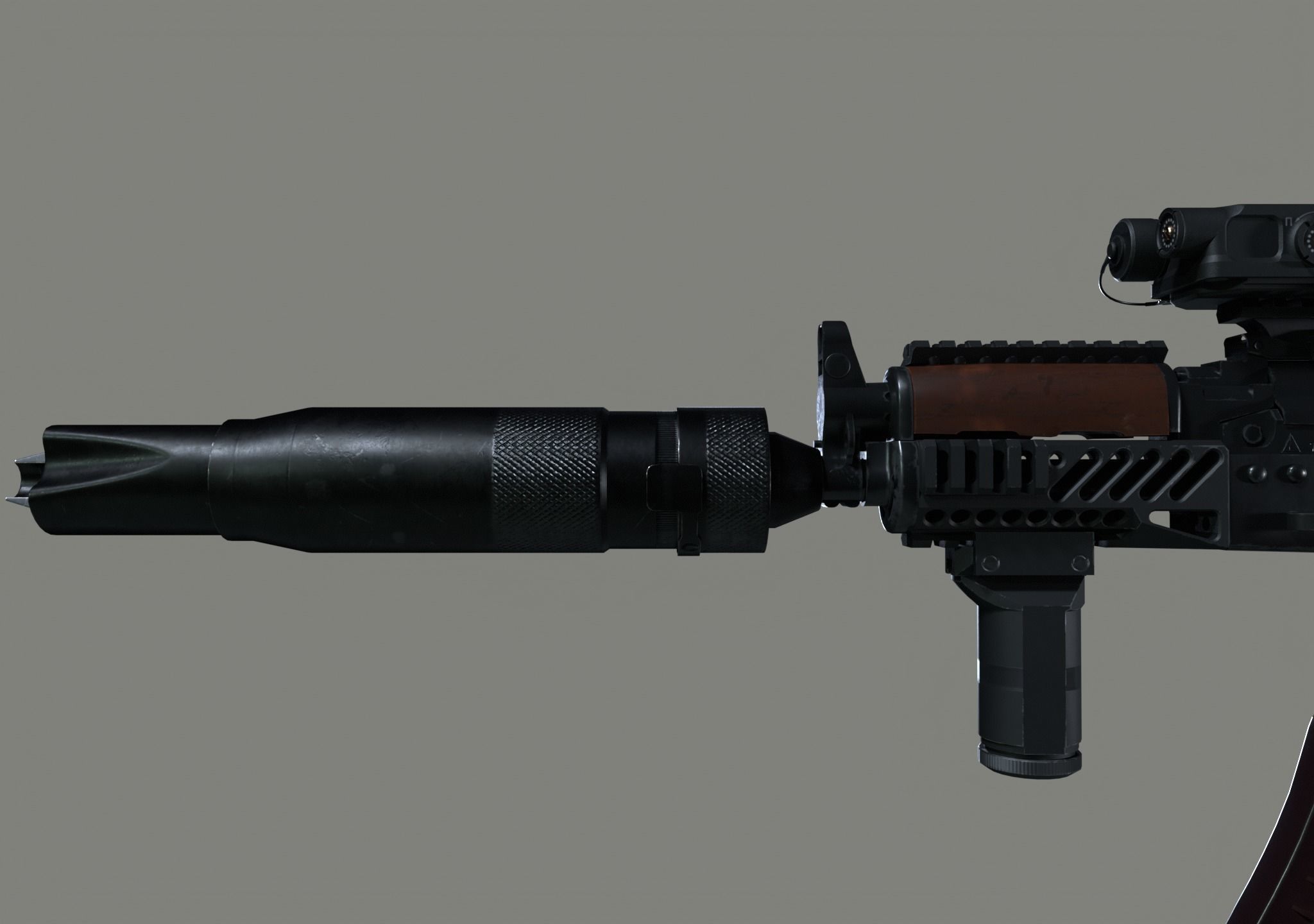 AKS-74U Zenit Tactical Assault Rifle Low-poly 3D model_8