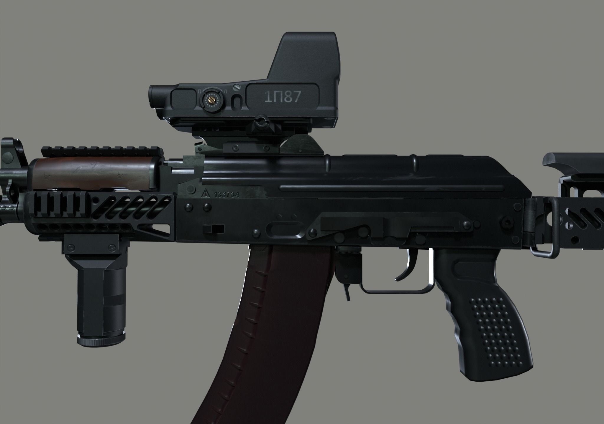 AKS-74U Zenit Tactical Assault Rifle Low-poly 3D model_9