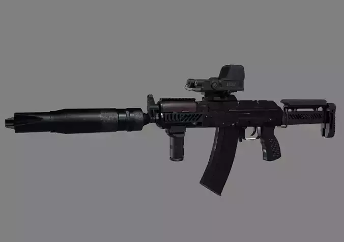 AKS-74U Zenit Tactical Assault Rifle Low-poly 3D model