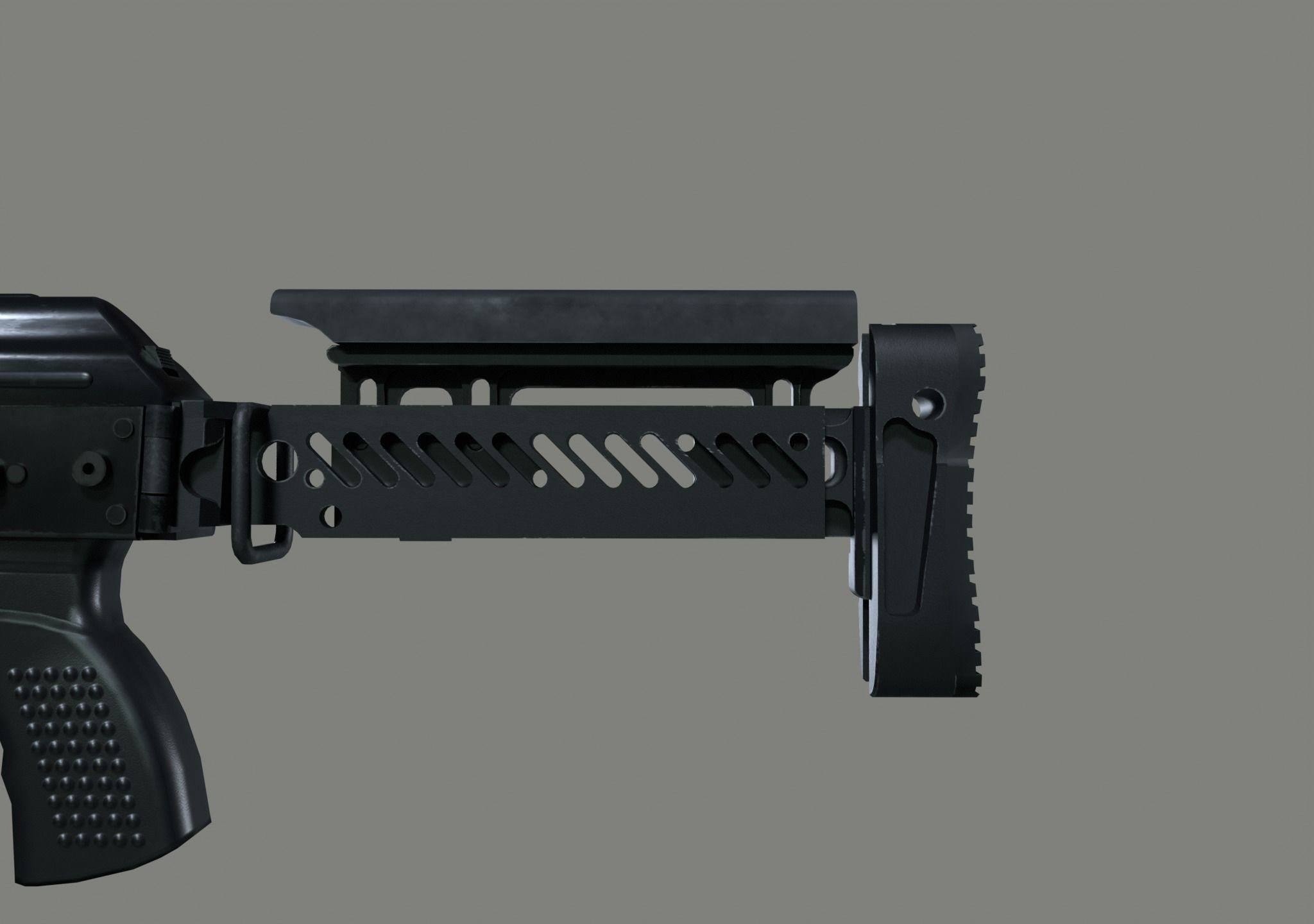 AKS-74U Zenit Tactical Assault Rifle Low-poly 3D model_10