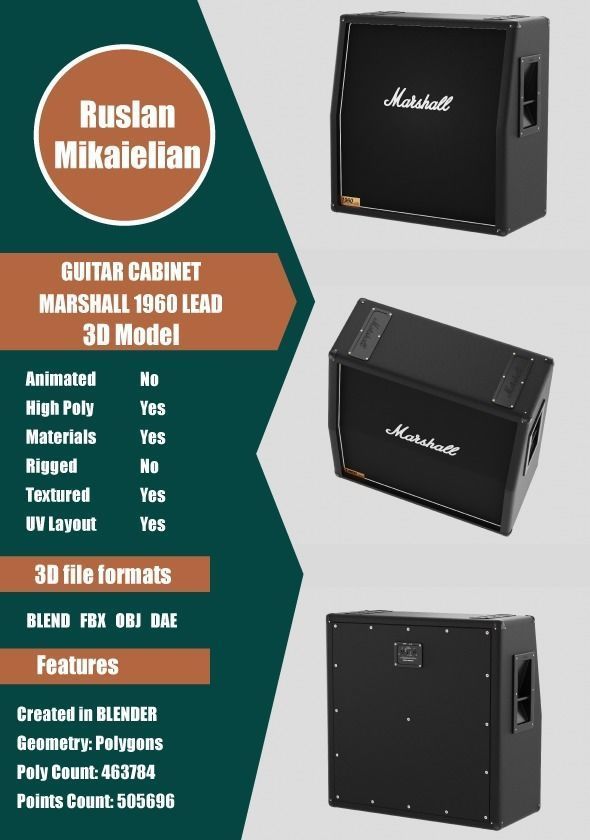 Guitar Cabinet Marshall 1960 Lead  3D model_1