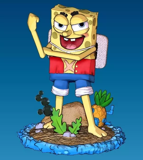 bob esponja - luffy - one piece 3D print model