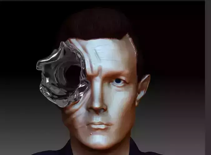 Terminator 2  Robert Patrick  Bullet Hole life size scale bust 3D print model