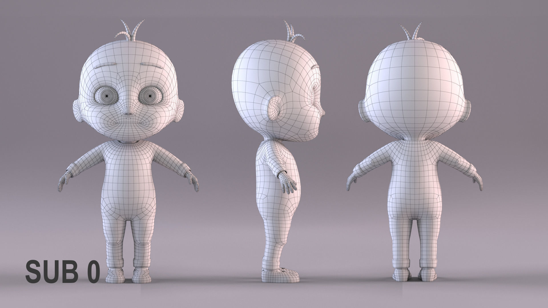 Cartoon Baby - Rigged Low-poly 3D model_14