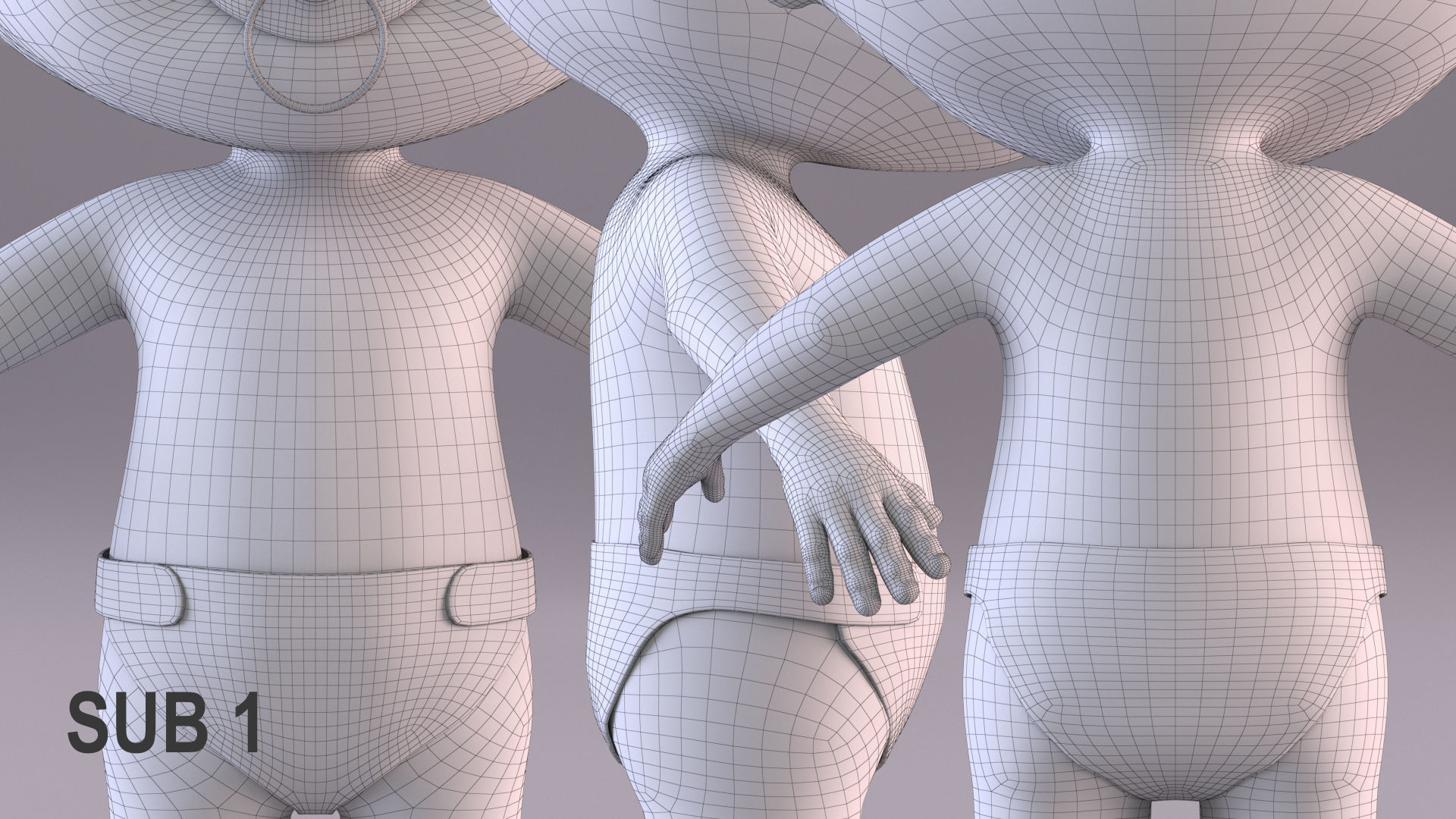 Cartoon Baby - Rigged Low-poly 3D model_25