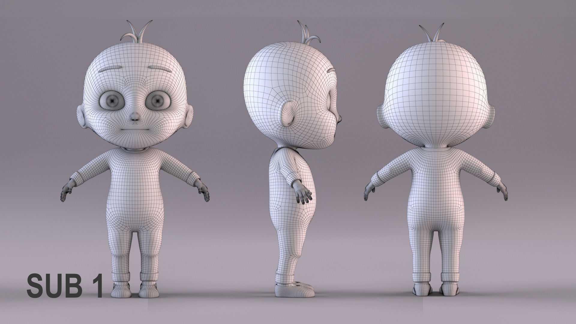 Cartoon Baby - Rigged Low-poly 3D model_13