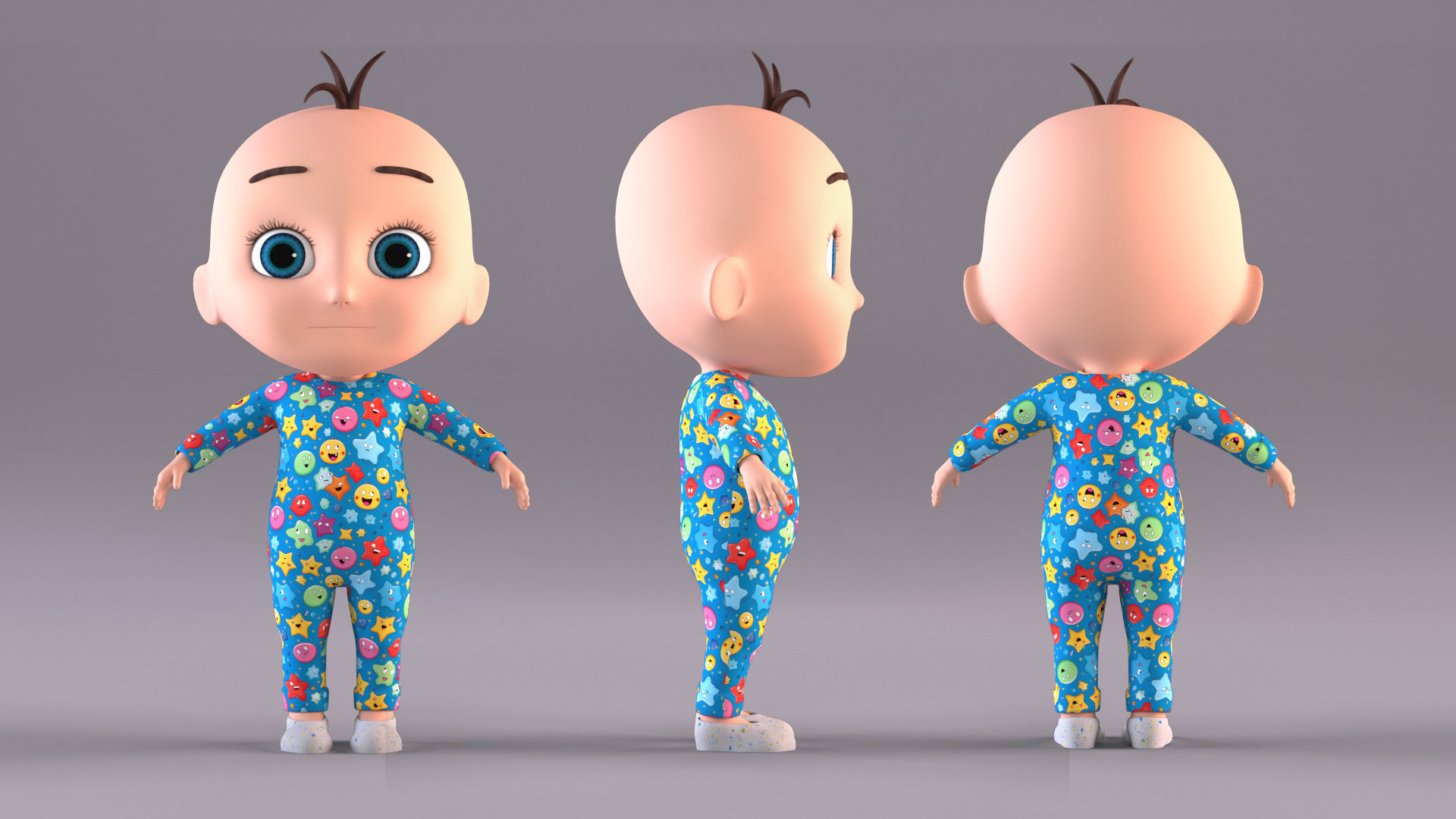 Cartoon Baby - Rigged Low-poly 3D model_1
